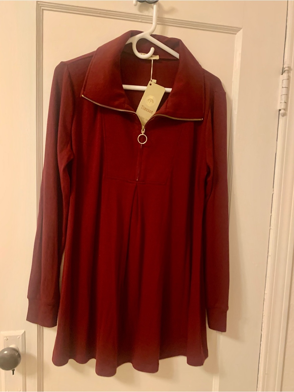Timeson Red Half-Zip Tunic Top